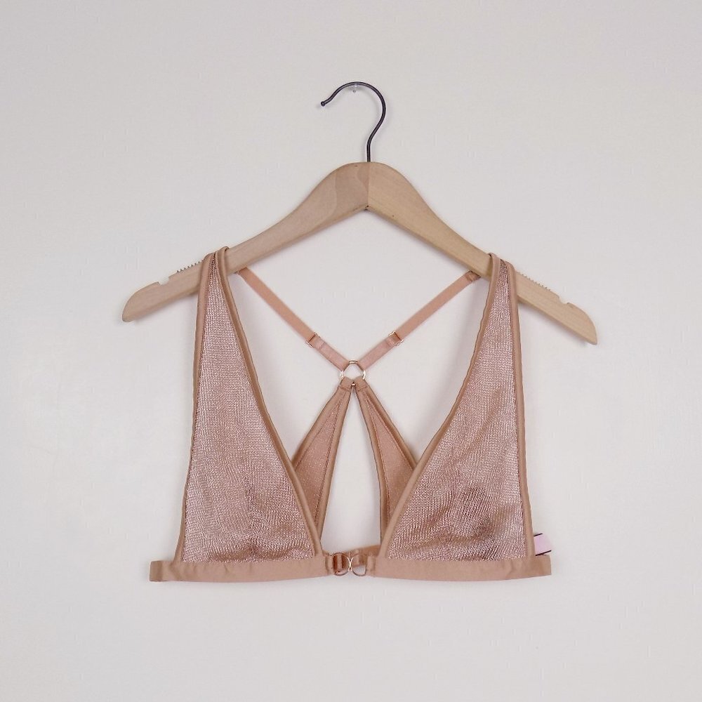 new! Victoria's Secret VS metallic chainmail knit plunge bralette bra disco - Picture 7 of 8